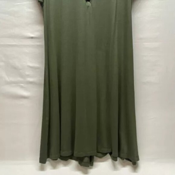 Express Dress Ladies XS Olive Green Lace Front Short Sleeve Knit Pullover EUC - Picture 3 of 12